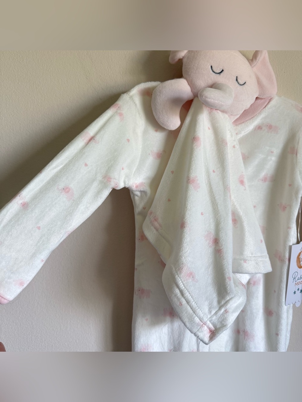 NWT Rabbit Moon Long Sleeve Footsie One Piece Elephant Set Baby Girl 6-9 Months - Picture 2 of 5